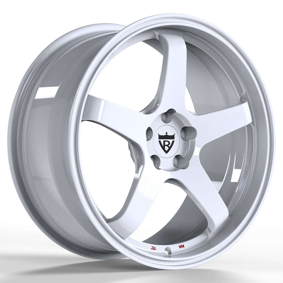 RVRN RV-MS29 custom forged white 5 spoke wheels for Rivian style truck builds with lightweight performance monoblock design