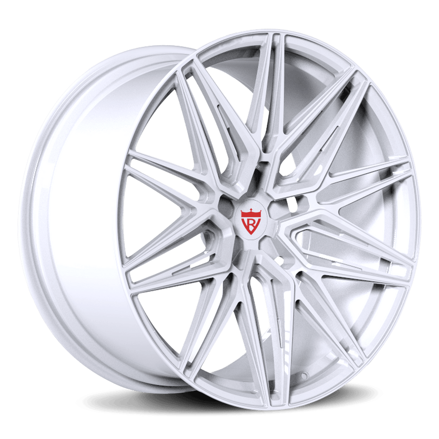 RVRN RV-MS808 white forged Y spoke wheel for Tesla Model Y, highlighting the lightweight performance design and customizable 18-21 inch fitment options