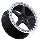 RVRN RV-MT083 forged 5 spoke off-road wheel for Ford Bronco finished in black with white custom lightweight forged rim design