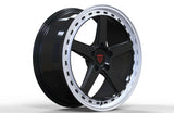 RVRN forged 5 spoke off-road rims in black with white designed for custom RAM truck off-road applications