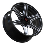 RVRN RV-MT112 forged 6 spoke wheels for Lexus and Toyota applications featuring polished face and black accents with lightweight forged construction
