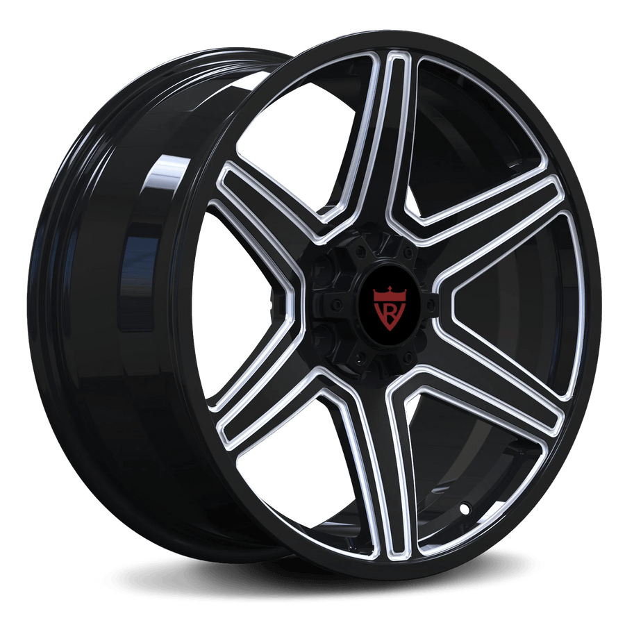 RVRN RV-MT112 custom forged Toyota rims with lightweight 6 spoke performance design in polish and black finish for aftermarket Toyota wheel builds