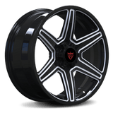 RVRN RV-MT112 custom forged Toyota rims with lightweight 6 spoke performance design in polish and black finish for aftermarket Toyota wheel builds