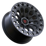 RVRN RV-MT352 matte black concave wheel with custom forged 1-piece construction for Chevrolet Silverado 1500 builds, highlighting its distinctive profile and tailored wheel fitment options.