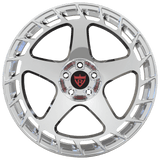 RVRN RV-MV122 Chevrolet Camaro ZL1 chrome wheel featuring custom forged 1-piece construction, polished reflective surfaces, distinctive performance styling and tailored fitment for a high-performance build.