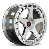 RVRN RV-MV122 Dodge Challenger SRT Demon 170 chrome wheels featuring custom forged 1-piece construction, a reflective chrome finish, distinctive wheel styling and personalized performance fitment.
