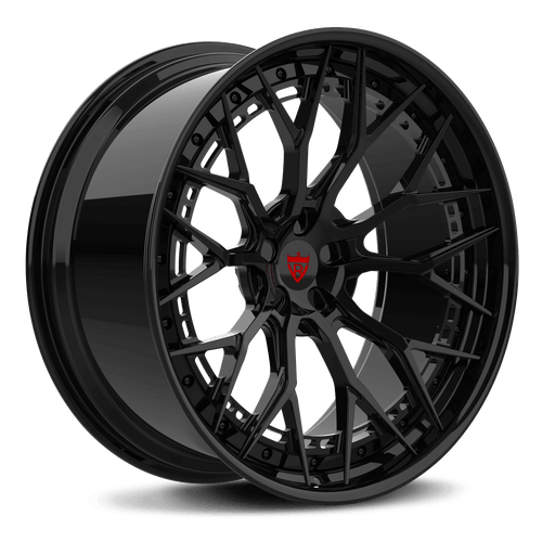RVRN RV-RS01 custom forged Audi Q8 rims in black finish featuring aggressive Y spoke rims and deep concave wheel design for premium SUV performance