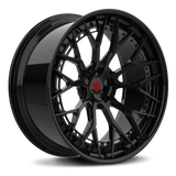 RVRN RV-RS01 custom forged Audi Q8 rims in black finish featuring aggressive Y spoke rims and deep concave wheel design for premium SUV performance