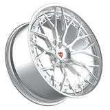 Brushed and chrome RV-RS01 forged wheel showcasing precision-machined Y spoke details for Audi performance vehicles