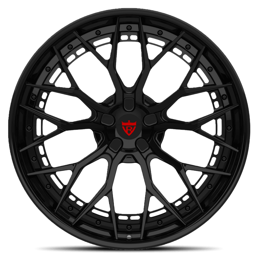 Porsche 911 Turbo S inspired wheel setup featuring RVRN RV-RS01 forged Y spoke rims in black with deep concave profile