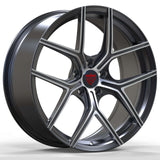 Custom forged Y spoke wheels by RVRN in gunmetal lightweight performance wheel for Tesla style builds