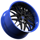 RVRN Wheels RV-T081 custom BMW M Performance deep dish wheels featuring blue and black finish