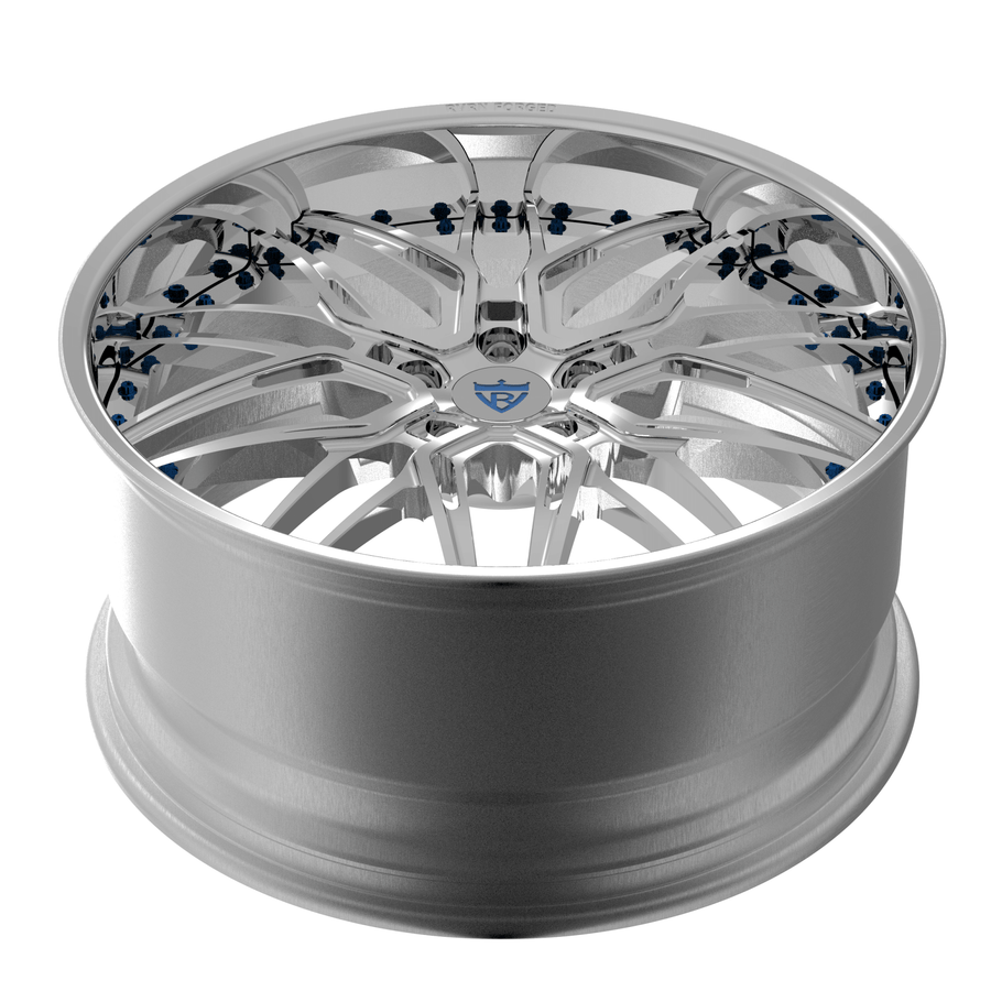 RVRN RV-T081 forged 2-piece deep dish Camaro wheel in all polish finish, custom Camaro rims engineered for precise fitment and personalized sizing