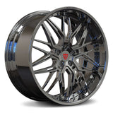 RVRN RV-T081 custom forged 2-piece deep dish Camaro ZL1 wheel in all chrome finish, custom Camaro rims with 18 and 22 inch sizing and performance-focused fitment