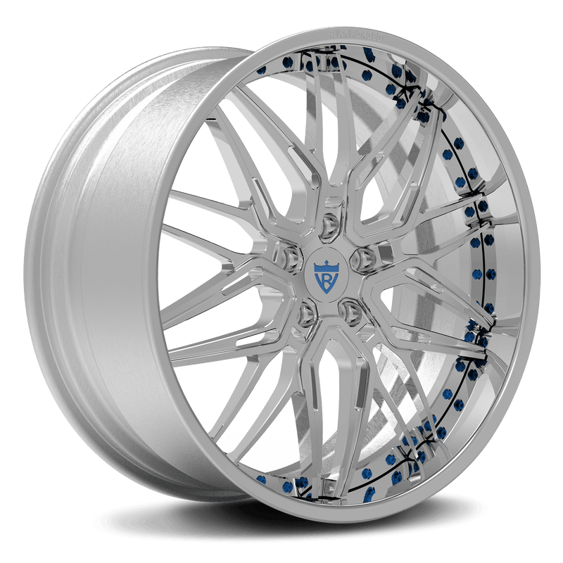 RVRN RV-T081 custom forged 2-piece deep dish Camaro ZL1 wheel in all polish finish, 18 and 22 inch custom Camaro rims with lightweight performance construction