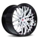 RVRN RV-T081 custom forged deep dish Corvette C8 Z06 wheels in black and white, 2-piece performance construction with distinctive styling