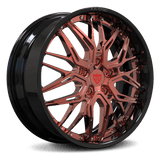 RVRN RV-T081 2-piece forged deep dish wheel for Jeep Grand Cherokee with polished rose gold spokes and gloss black barrel, custom 24 inch wheel design