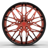 RVRN RV-T081 custom forged deep dish wheel for Jeep Grand Cherokee, polished rose gold spoke finish with gloss black barrel and vehicle-specific fitment