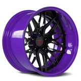 RVRN RV-T081 custom forged deep dish rims with black spoke and purple barrel finish for Mercedes G-Class, designed with bold multi spoke styling and personalized luxury SUV fitment.