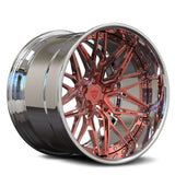 RVRN RV-T081 deep dish forged 18 inch wheels with polished rose gold spoke and chrome barrel finish for Mercedes G-Class, combining luxury styling with custom multi spoke wheel design.