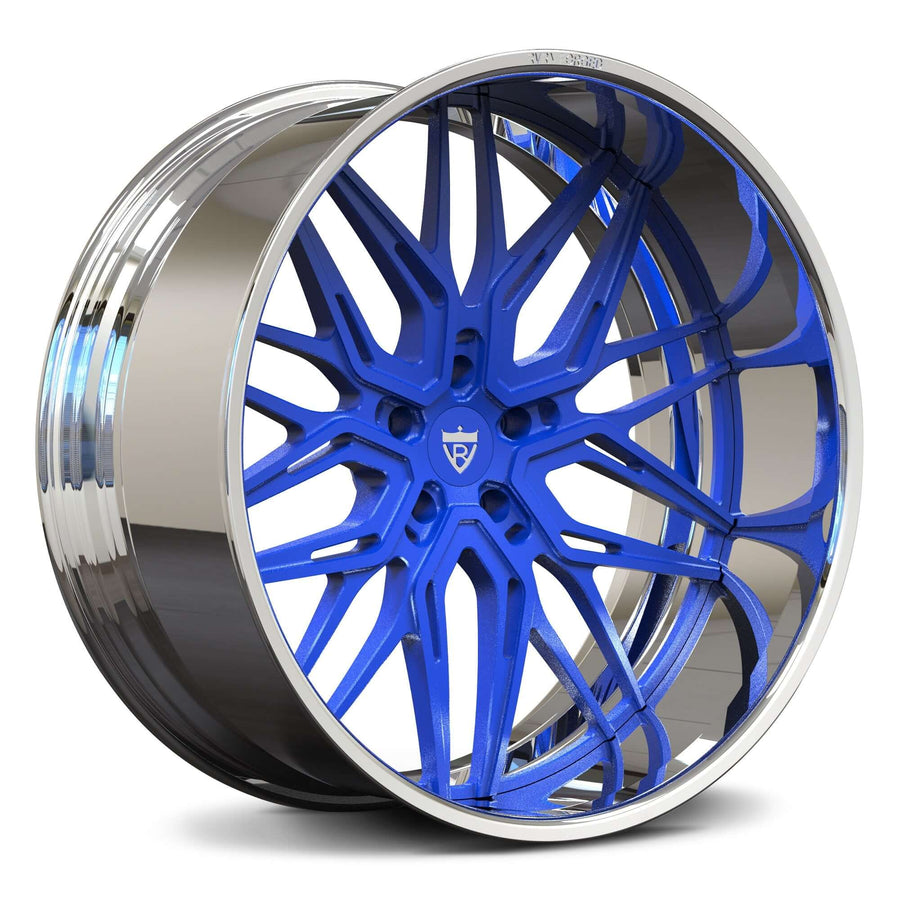 Deep Dish Blue Custom Forged Rims by RVRN Wheels - Monoblock Lightweight Design for Chevy Silverado