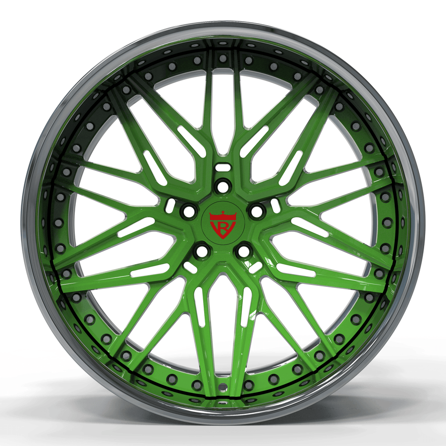 Stylish green Jeep Wrangler custom forged wheel perfect for off-road adventures.