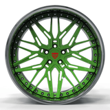 Stylish green Jeep Wrangler custom forged wheel perfect for off-road adventures.