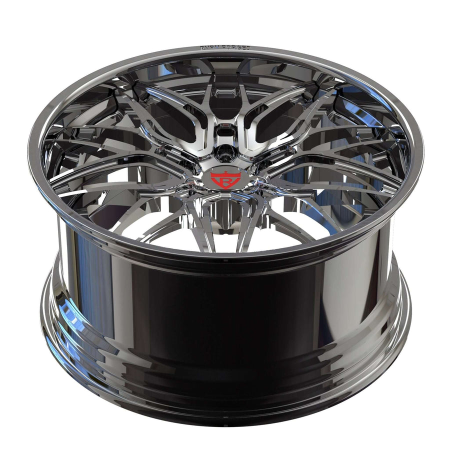 RVRN RV-T081 custom hidden screws chrome wheels for Corvette C8 Z06 featuring forged multi spoke construction