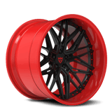 RVRN RV-T081 custom forged red and black wheels for Corvette C8 featuring aggressive deep dish wheels and premium black and red finish