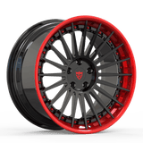 RVRN RV-TR66 3-piece forged multi spoke Lincoln Navigator wheels in black with red, custom lightweight performance wheel styling