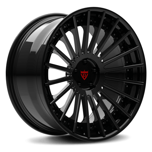 RVRN RV-TR66 forged multi spoke wheels for Bentley Continental GT with black finish, custom 2-piece construction and premium luxury performance design.