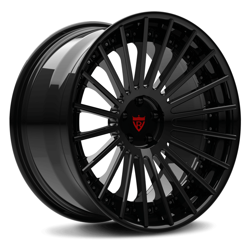 RVRN RV-TR66 forged multi spoke wheels for Bentley Continental GT with black finish, custom 2-piece construction and premium luxury performance design.