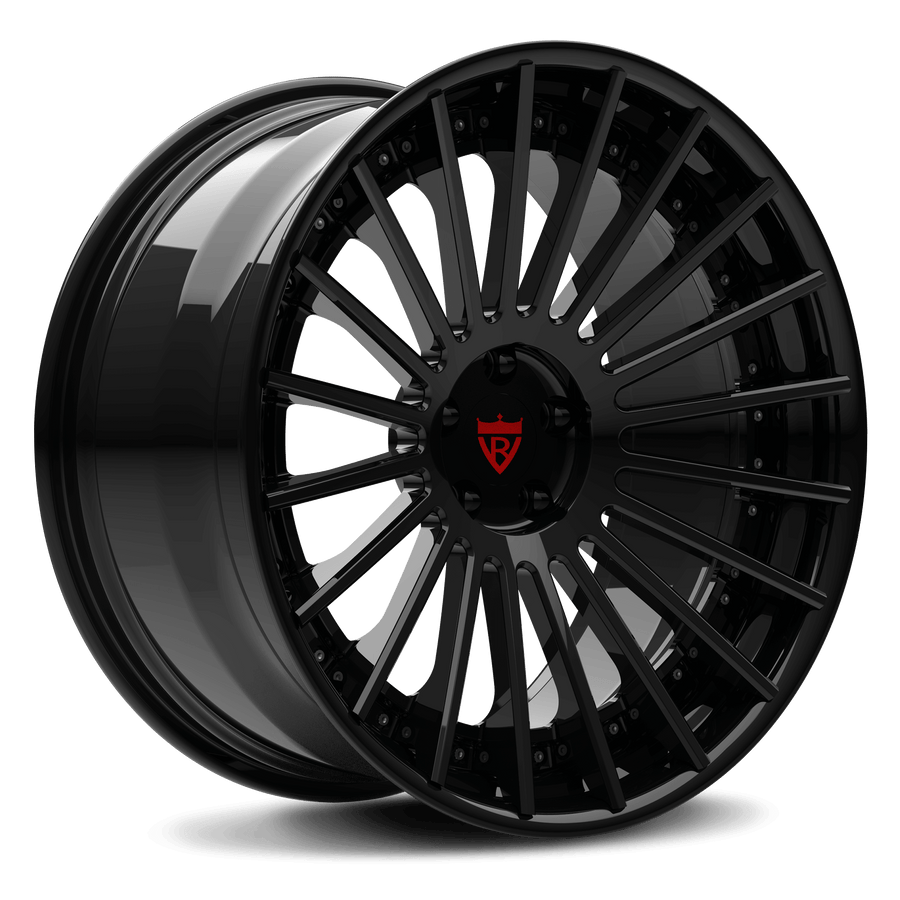 RVRN RV-TR66 forged multi spoke wheels for Bentley Continental GT with black finish, custom 2-piece construction and premium luxury performance design.
