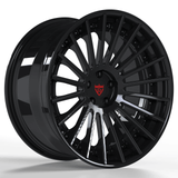 RVRN RV-TR66 custom forged multi spoke wheels for BMW M3 featuring black finish, lightweight 2-piece engineering and aggressive performance fitment.