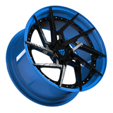 custom forged multi spoke wheels black and blue lightweight performance wheels by RVRN