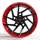 lightweight mustang forged wheels black red multi spoke with performance focus