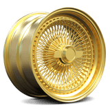 RVRN RV-DR90 forged wire wheels all gold finish, vintage style wire rims for Chevrolet Camaro, custom luxury wire wheel setup