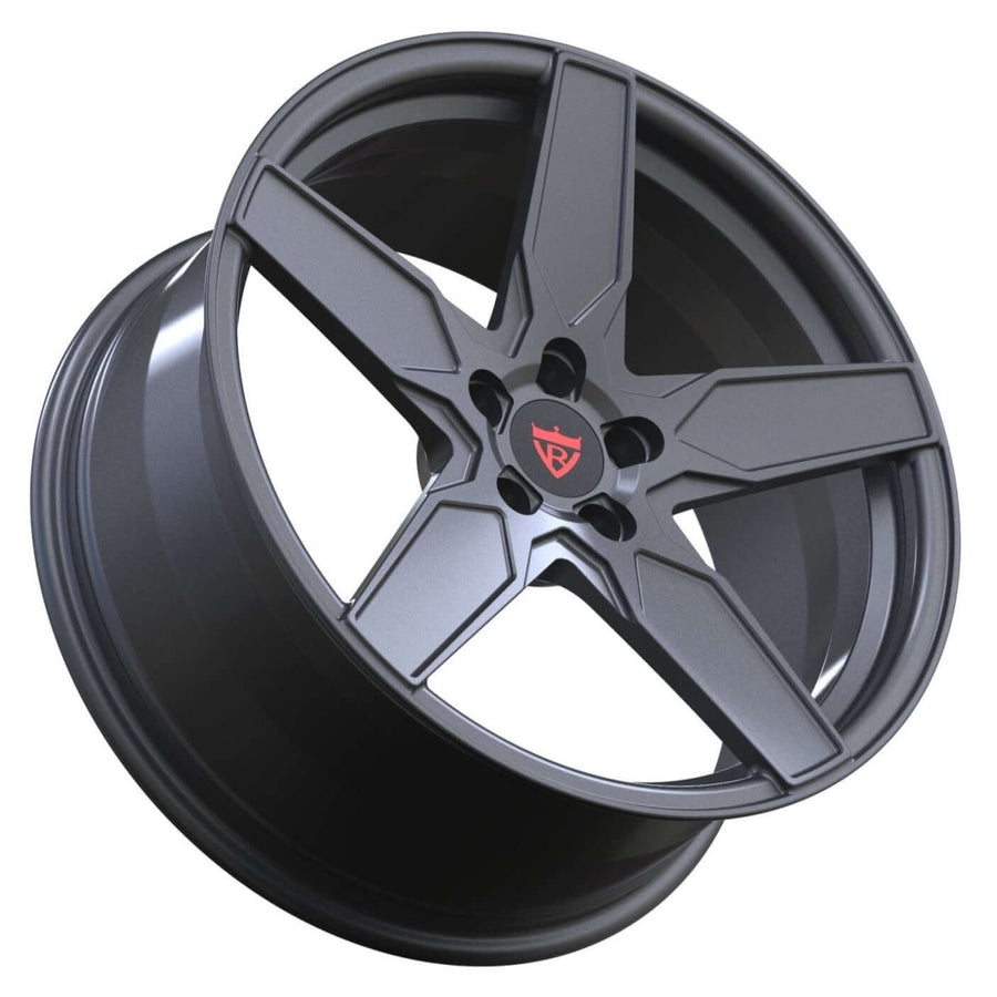 RVRN forged 5 spoke wheel for Subaru WRX in gunmetal lightweight performance setup