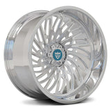 chrome custom forged monoblock deep dish wheel for trucks and pickups with intricate design and RV-M028 logo