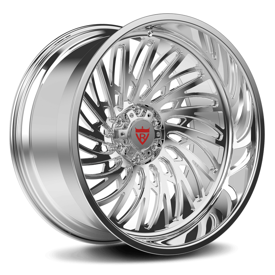 Custom chrome deep dish wheel RV-M028 for trucks and pickups, ideal for 4x4 aftermarket applications.